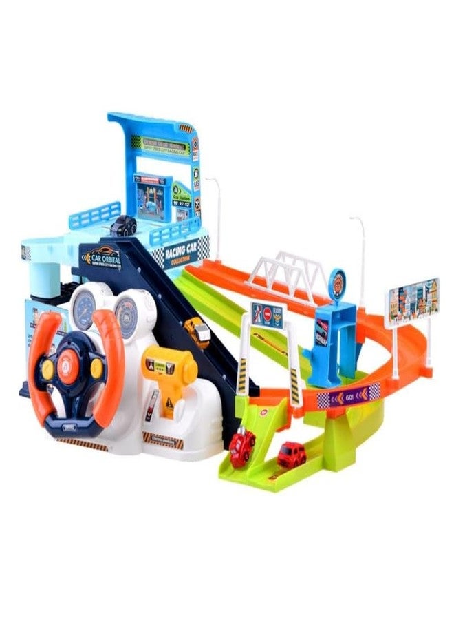 KONIGIN Play Game Kids Urban Rail Transit Car Race Track Toy Adventure Parking Building Playset with Music Interactive Car Track Toy for Boys and Girls (Multicolor) - Image 4